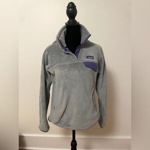 Patagonia Gray and Purple Fleece Pullover
